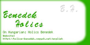 benedek holics business card